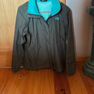 The North Face Women's Olive and Teal Rain Jacket